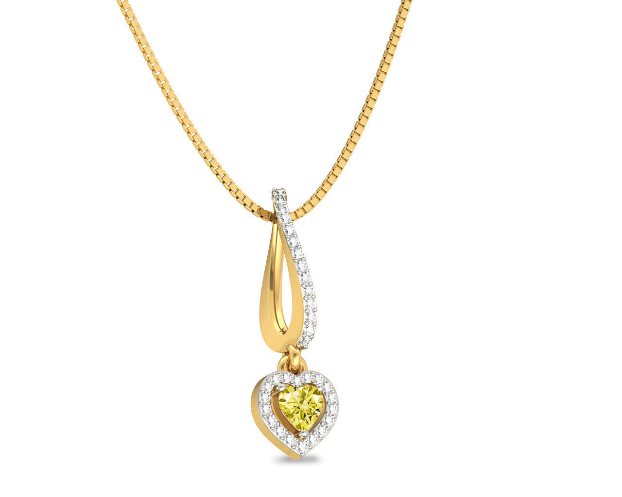 Heart Shaped Rose Gold Pendant With Gem 3D print model_2