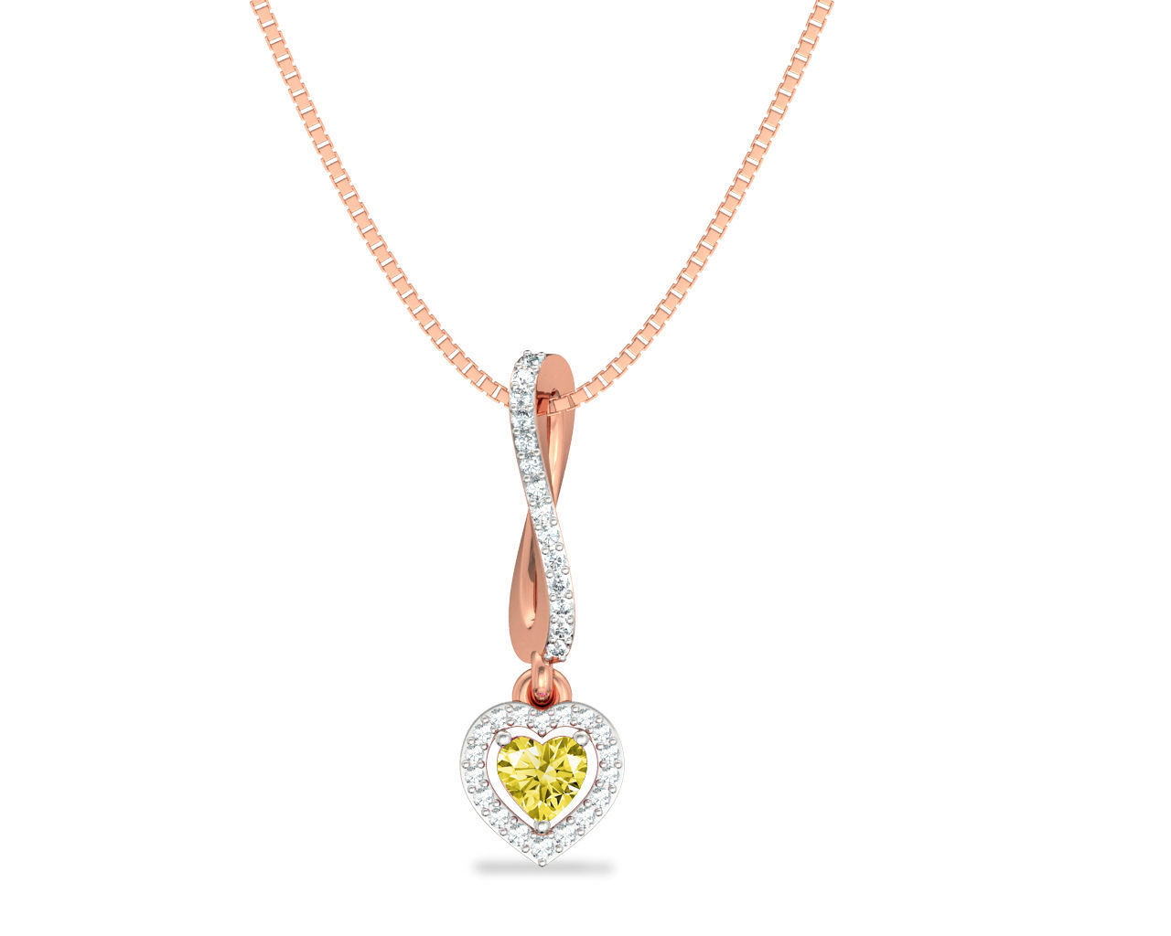 Heart Shaped Rose Gold Pendant With Gem 3D print model_6