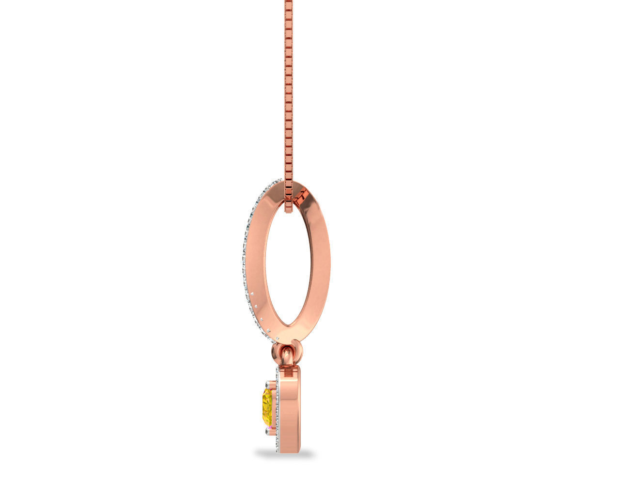 Heart Shaped Rose Gold Pendant With Gem 3D print model_3