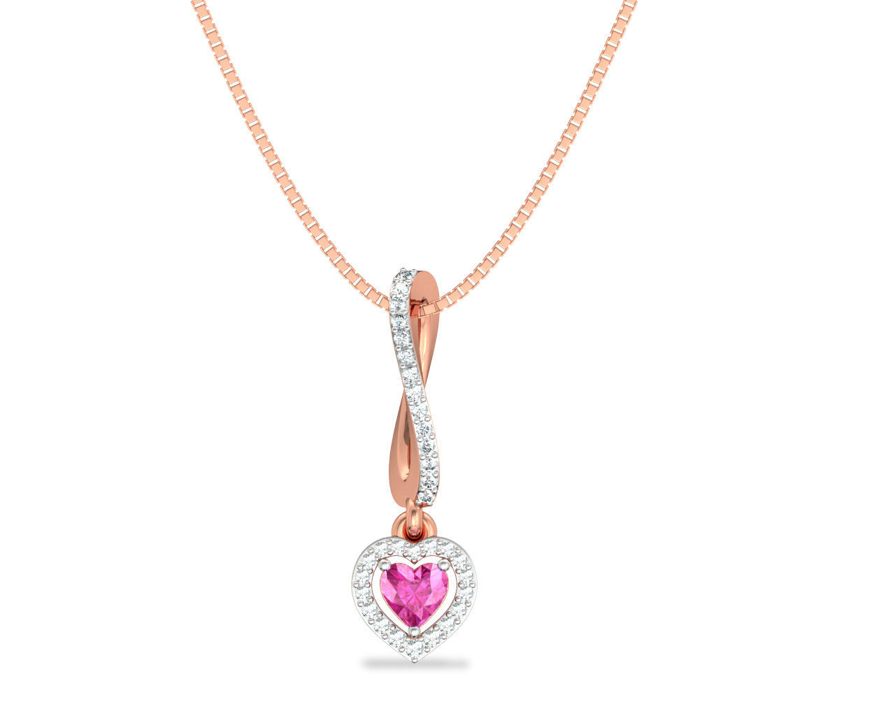 Heart Shaped Rose Gold Pendant With Gem 1 3D print model_6