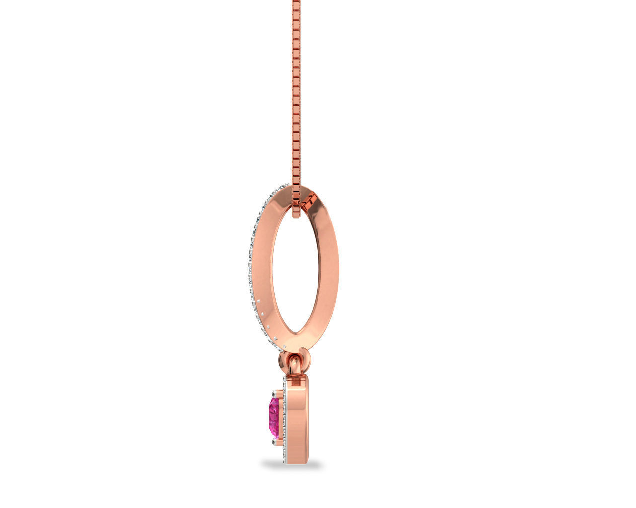 Heart Shaped Rose Gold Pendant With Gem 1 3D print model_3