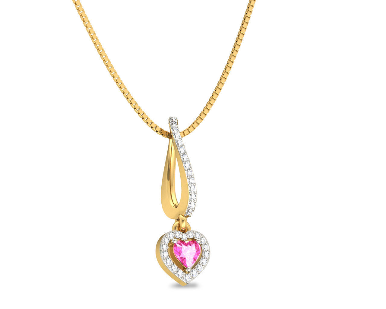 Heart Shaped Rose Gold Pendant With Gem 1 3D print model_2