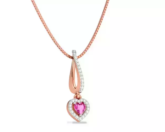 Heart Shaped Rose Gold Pendant With Gem 1 3D print model