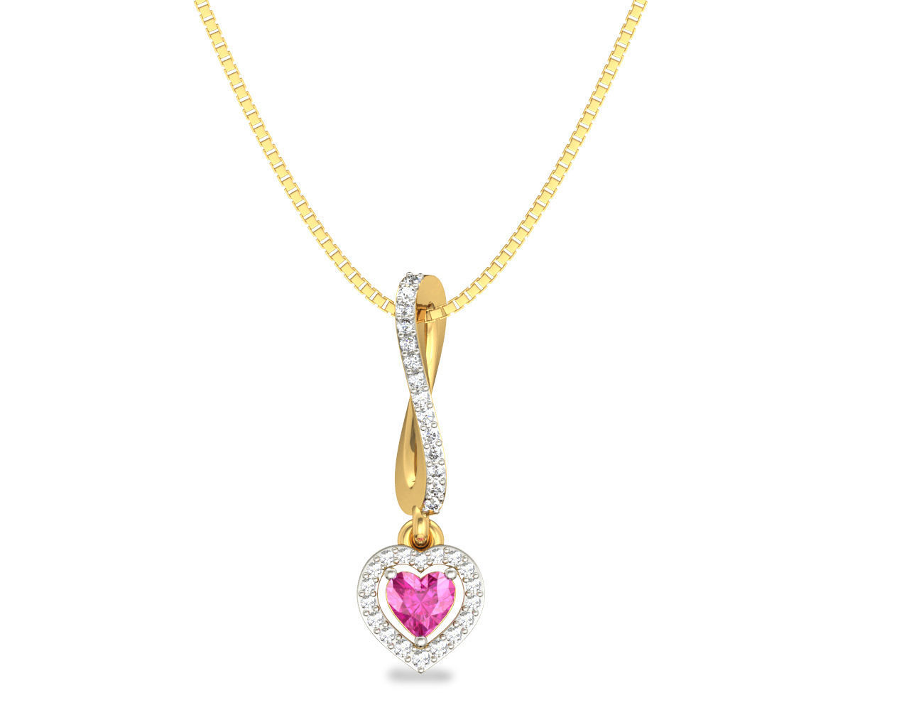 Heart Shaped Rose Gold Pendant With Gem 1 3D print model_8
