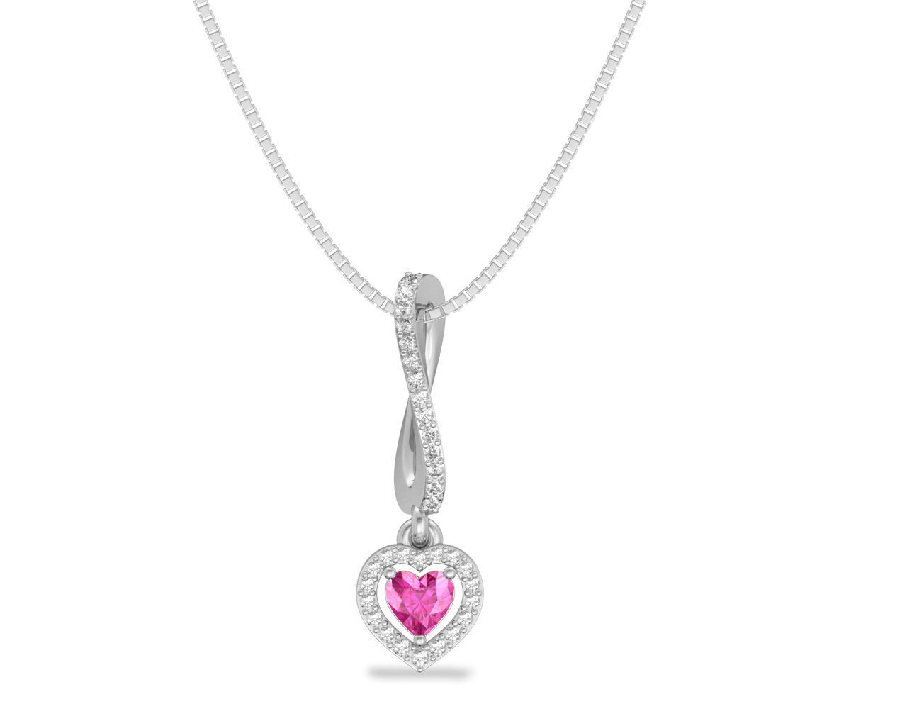 Heart Shaped Rose Gold Pendant With Gem 1 3D print model_7