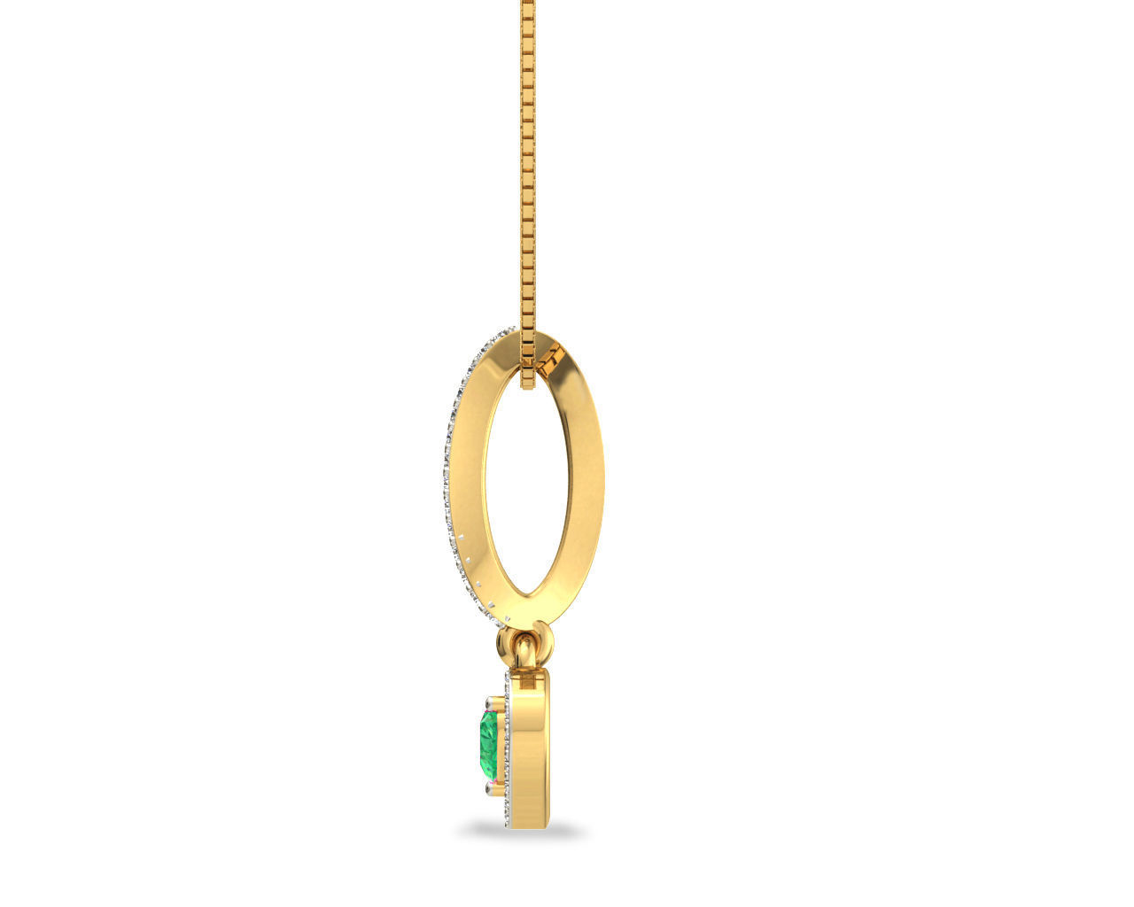 Heart Shaped Rose Gold Pendant With Emerald 3D print model_5