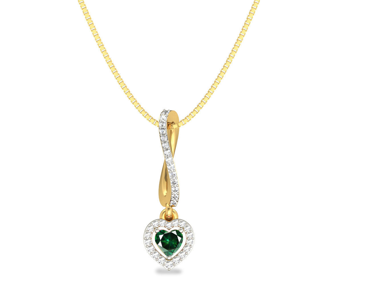 Heart Shaped Rose Gold Pendant With Emerald 3D print model_8