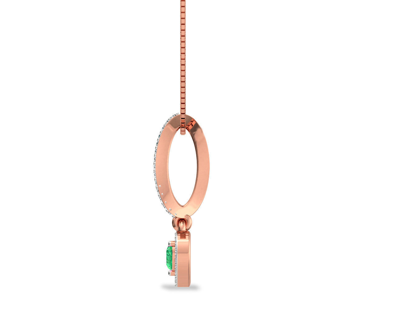 Heart Shaped Rose Gold Pendant With Emerald 3D print model_3