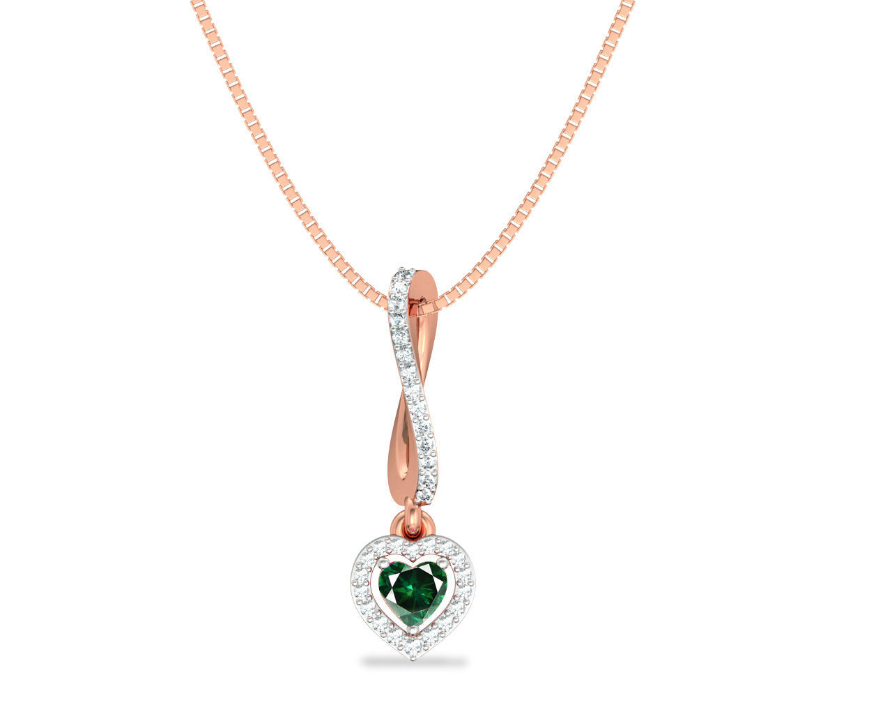 Heart Shaped Rose Gold Pendant With Emerald 3D print model_6