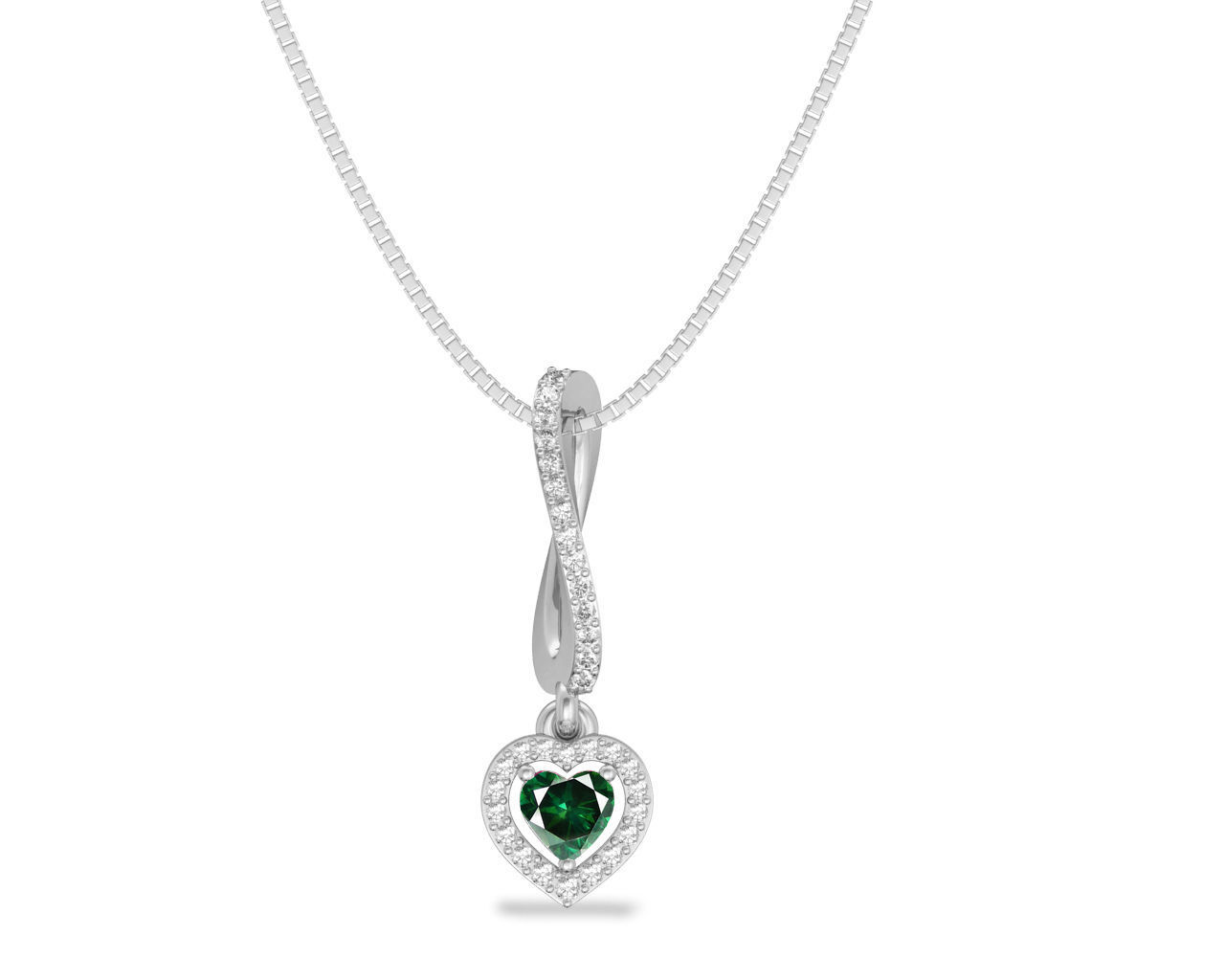 Heart Shaped Rose Gold Pendant With Emerald 3D print model_7
