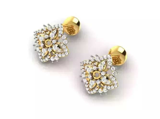 Flower Shaped Earrings With Diamonds 2