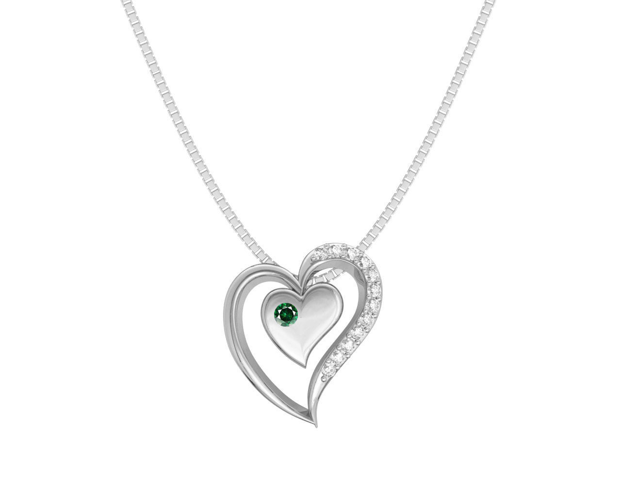Heart Shaped Rose Gold Pendant With Emerald 1 3D print model_7