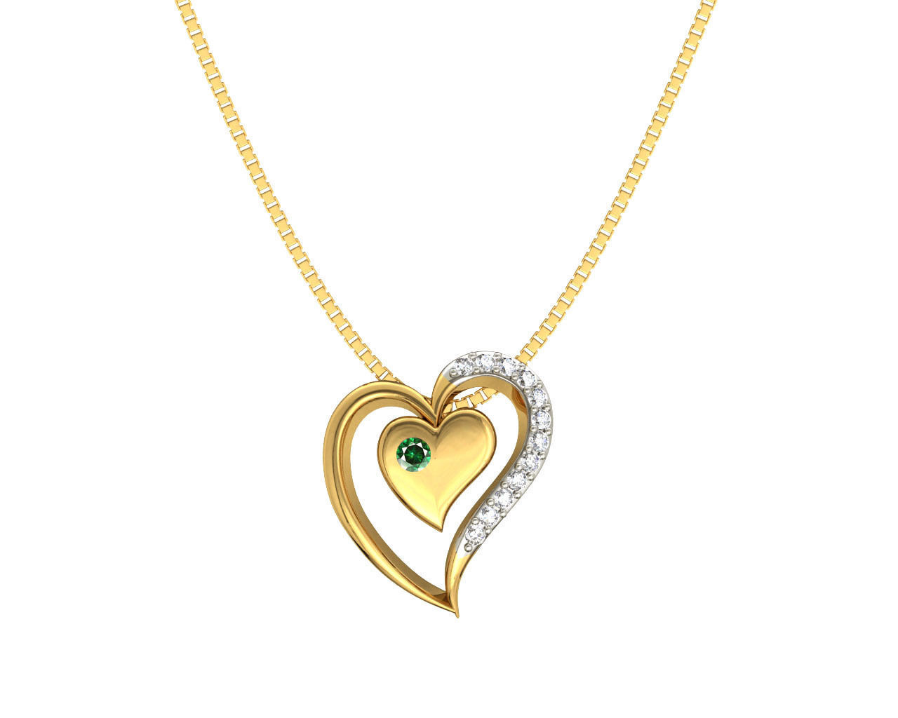 Heart Shaped Rose Gold Pendant With Emerald 1 3D print model_8