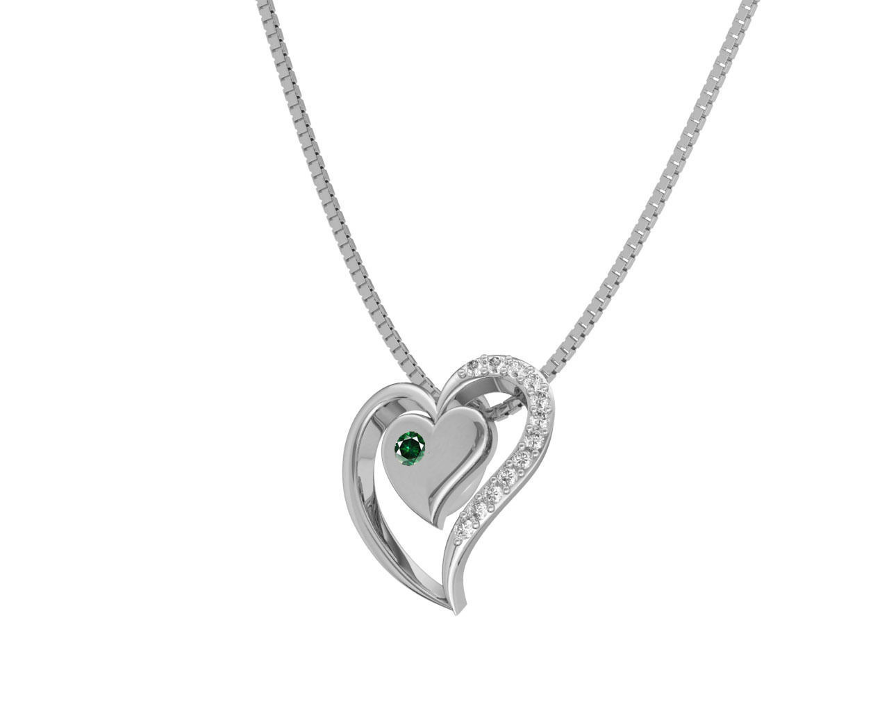 Heart Shaped Rose Gold Pendant With Emerald 1 3D print model_1