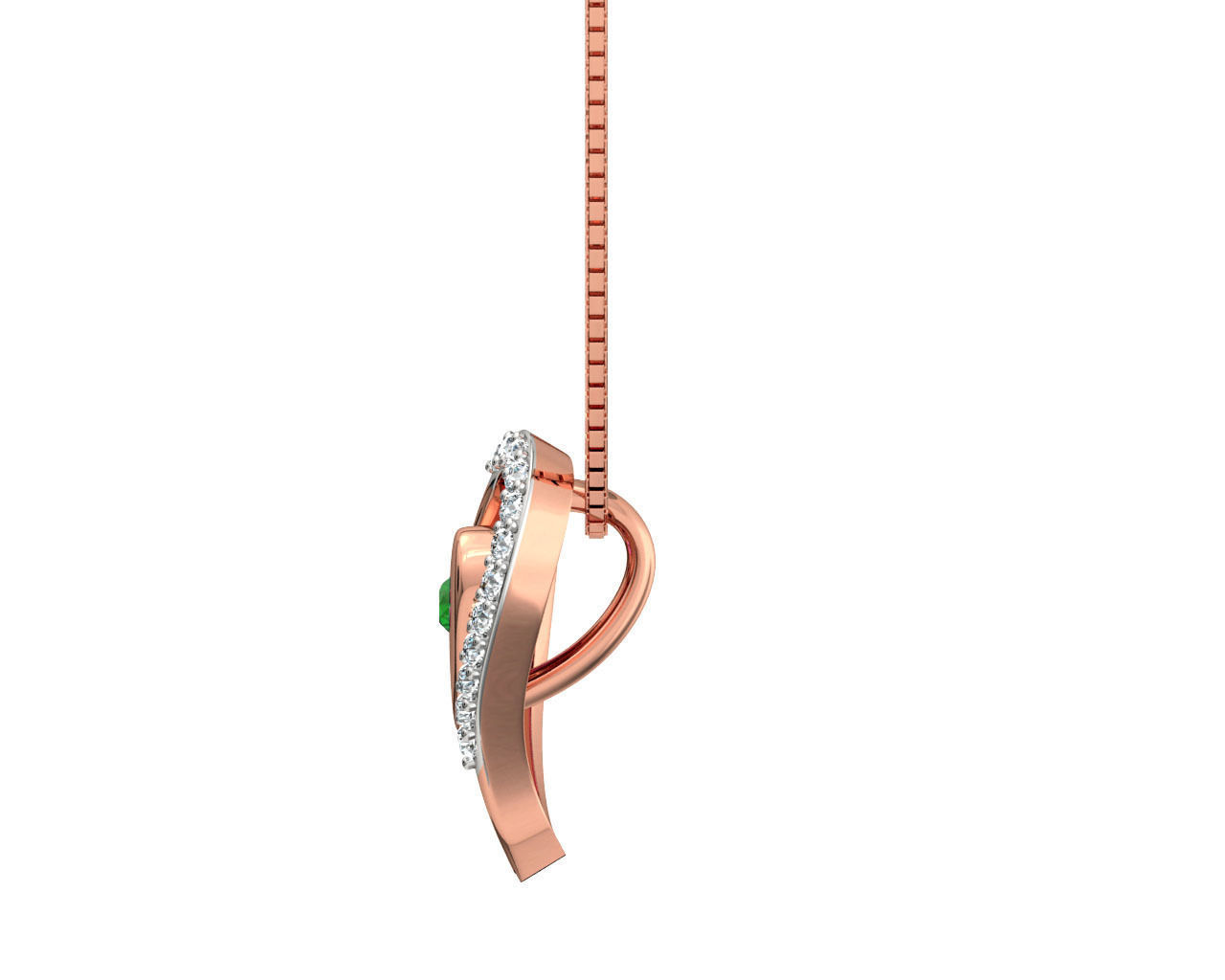 Heart Shaped Rose Gold Pendant With Emerald 1 3D print model_3