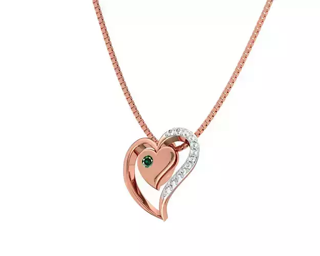 Heart Shaped Rose Gold Pendant With Emerald 1 3D print model