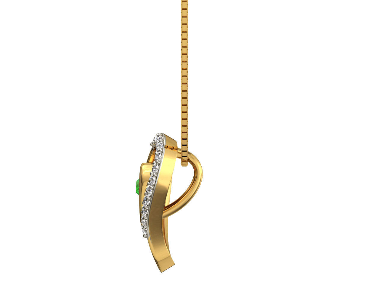 Heart Shaped Rose Gold Pendant With Emerald 1 3D print model_5