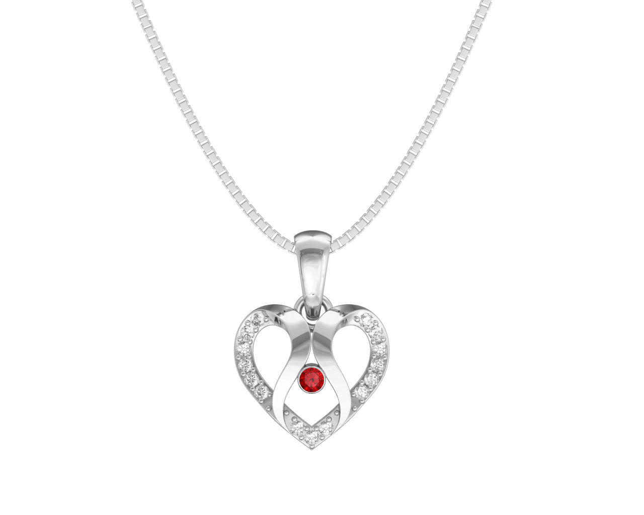 Heart Shaped Rose Gold Pendant With Ruby 1 3D print model_8