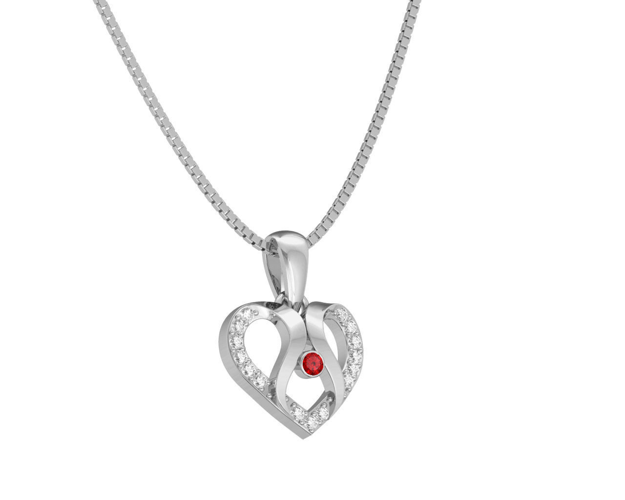 Heart Shaped Rose Gold Pendant With Ruby 1 3D print model_2
