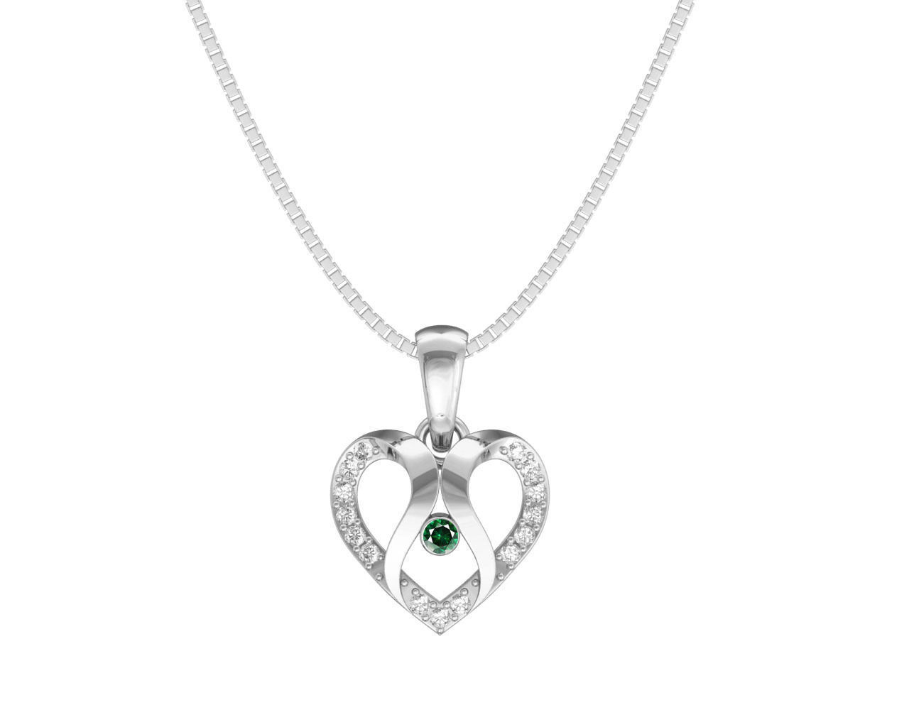 Heart Shaped Rose Gold Pendant With Emerald 2 3D print model_7
