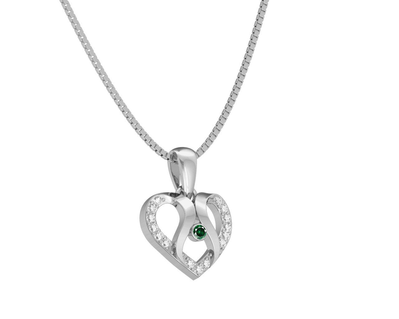 Heart Shaped Rose Gold Pendant With Emerald 2 3D print model_1