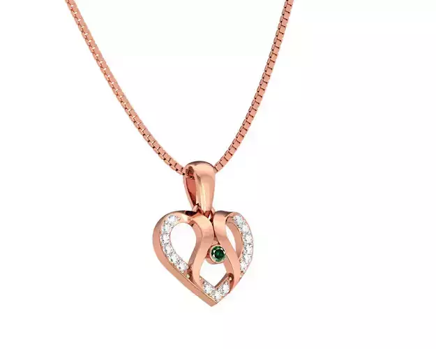 Heart Shaped Rose Gold Pendant With Emerald 2 3D print model
