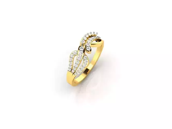 Swirl Gold Engagement Ring With Diamonds 2