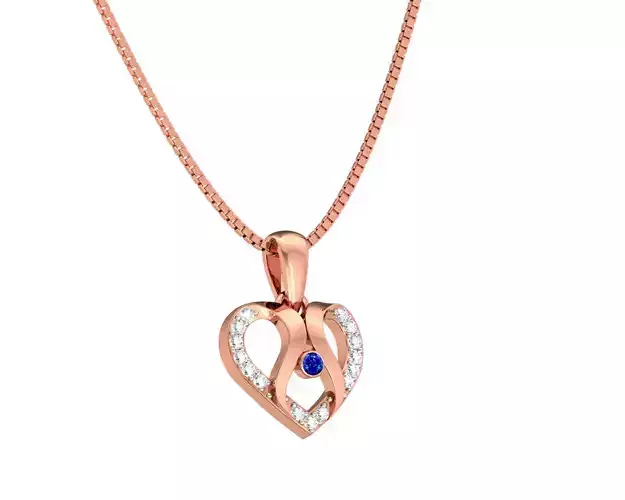 Heart Shaped Rose Gold Pendant With Sapphire 2