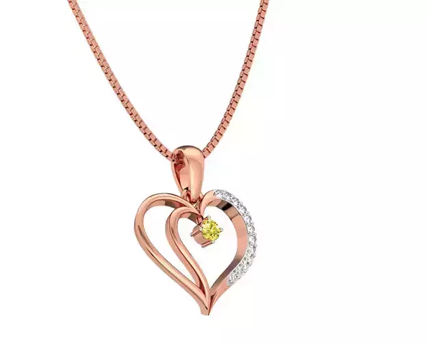 Heart Shaped Rose Gold Pendant With Gem 4