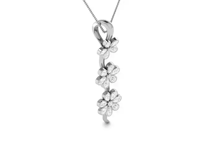 Flower Design Silver Pendant With Diamonds 1 3D print model