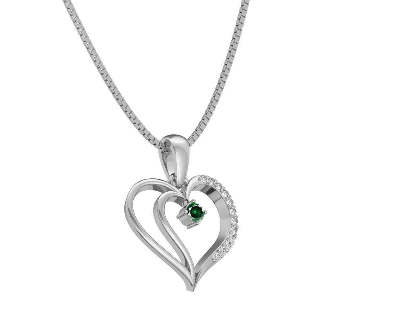 Heart Shaped Rose Gold Pendant With Emerald 3 3D print model_1