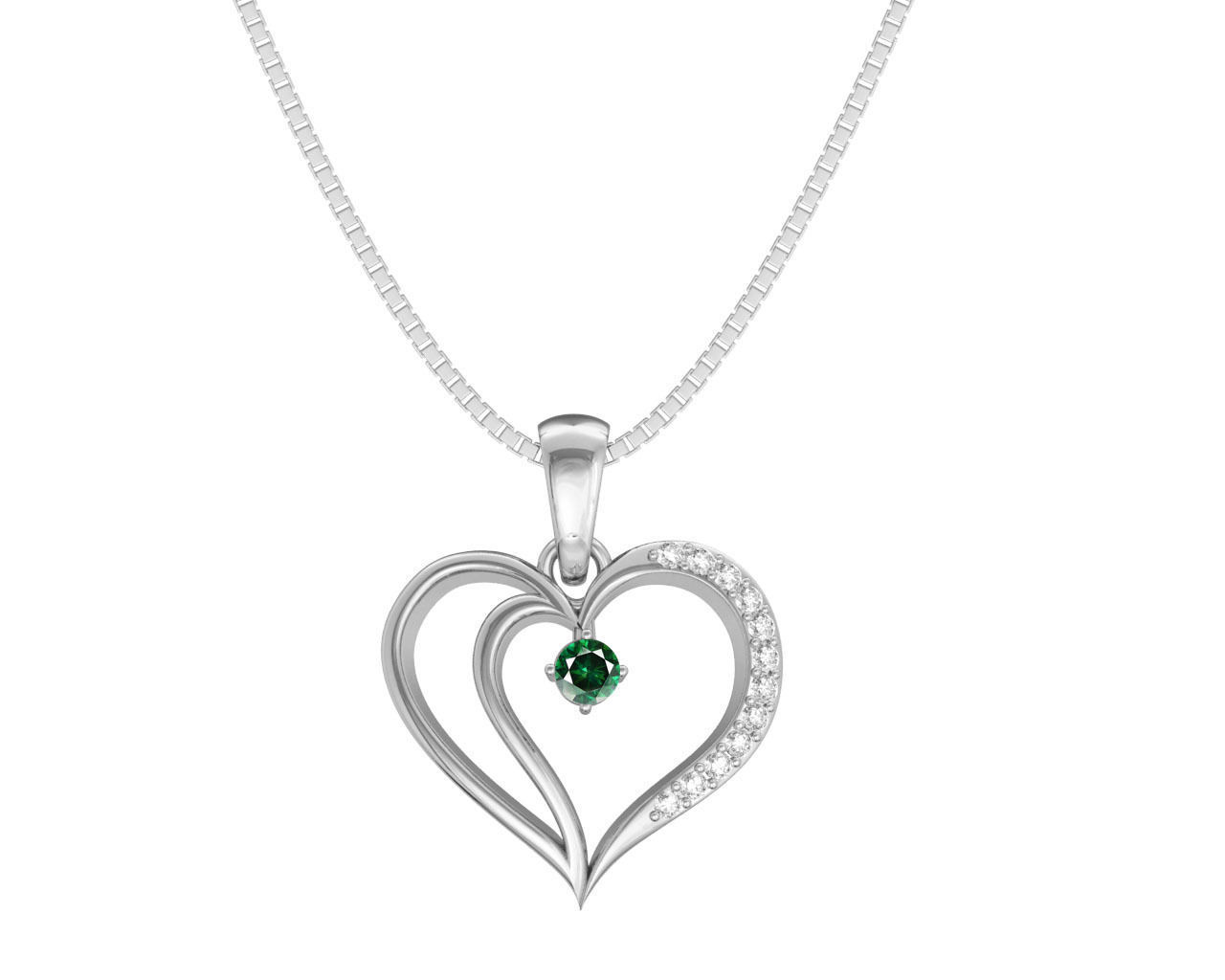 Heart Shaped Rose Gold Pendant With Emerald 3 3D print model_5