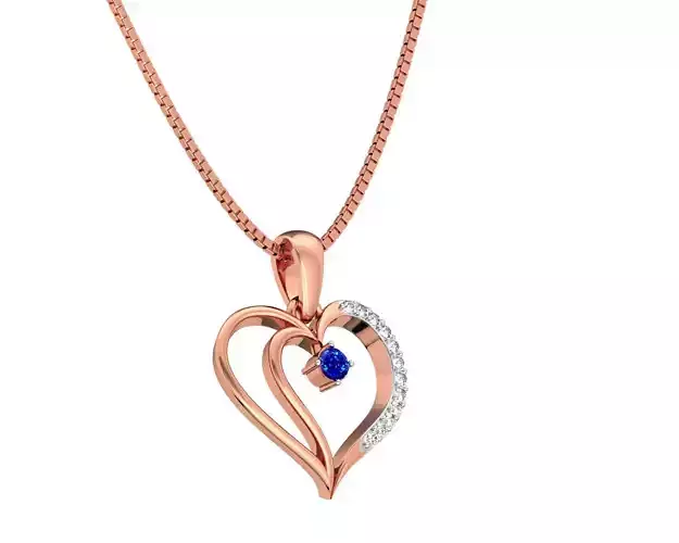 Heart Shaped Rose Gold Pendant With Sapphire 3