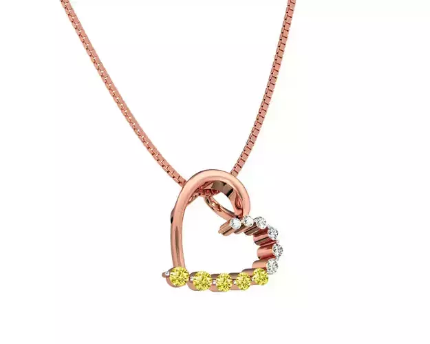 Heart Shaped Rose Gold Pendant With Gem 5