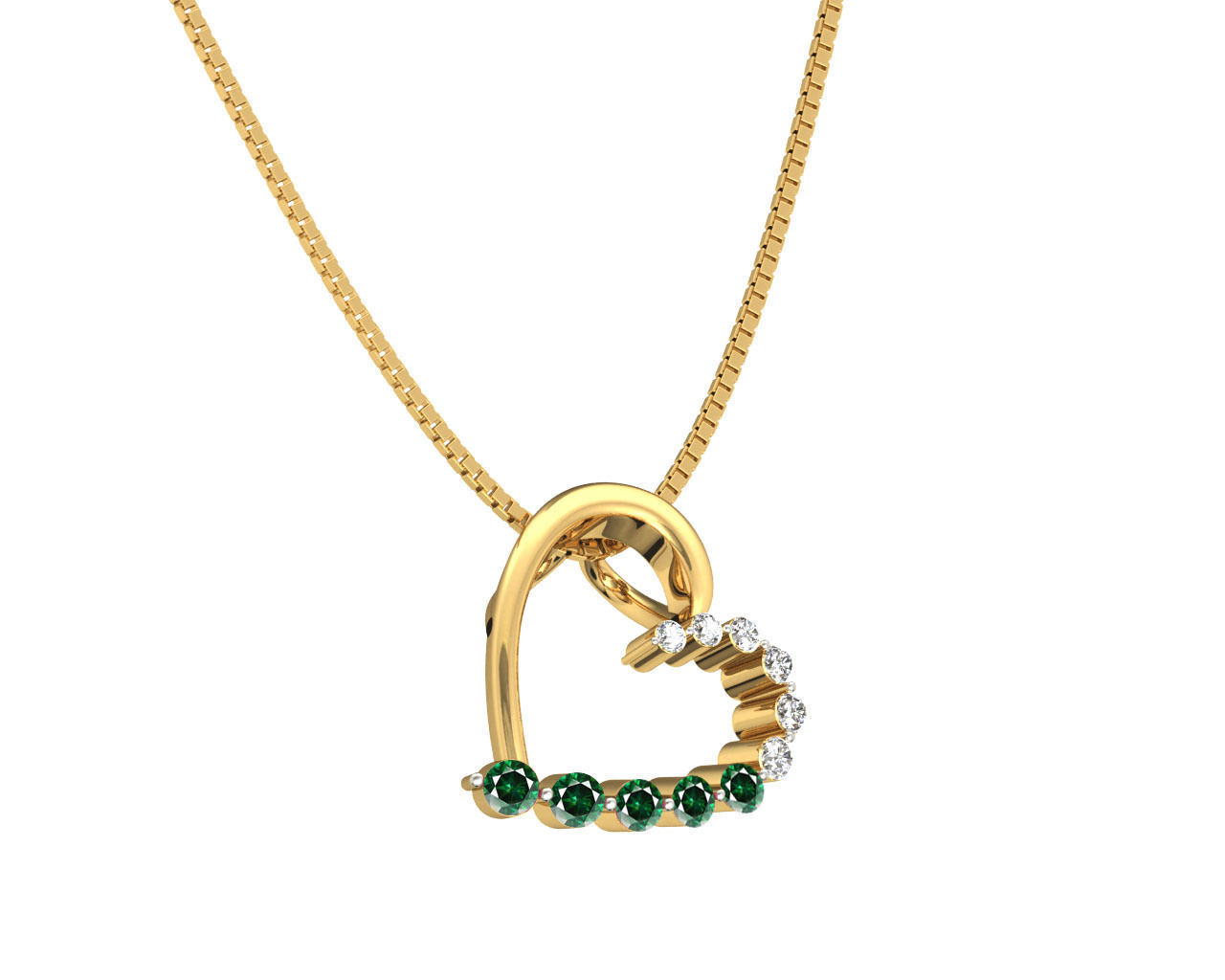 Heart Shaped Rose Gold Pendant With Emerald 4 3D print model_2