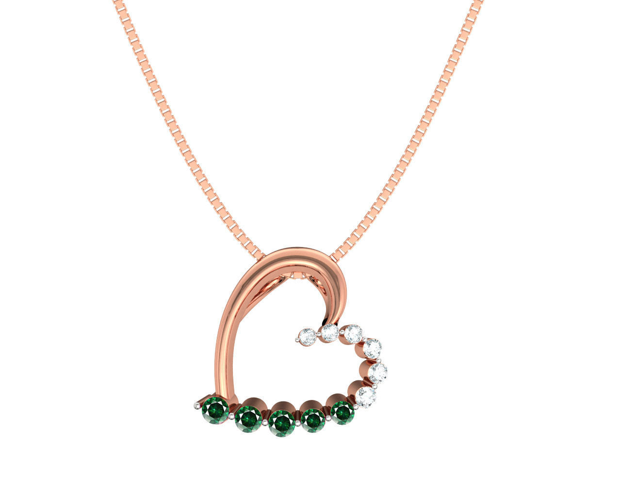 Heart Shaped Rose Gold Pendant With Emerald 4 3D print model_6