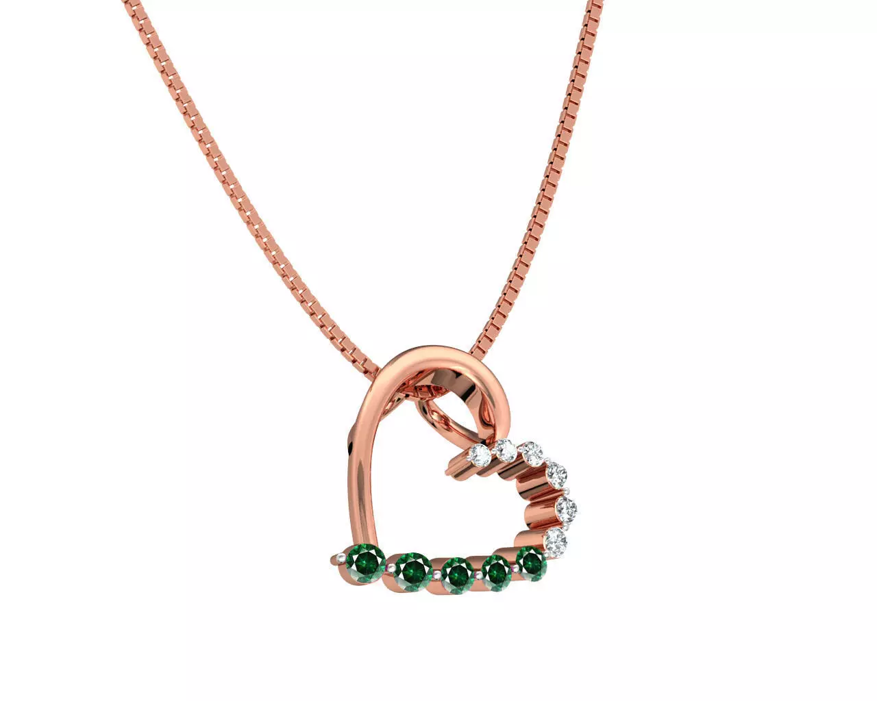 Heart Shaped Rose Gold Pendant With Emerald 4 3D print model_0