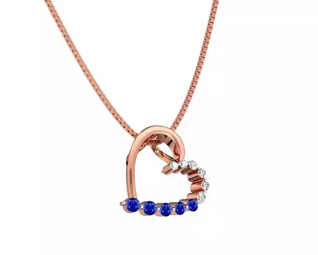 Heart Shaped Rose Gold Pendant With Sapphire 4