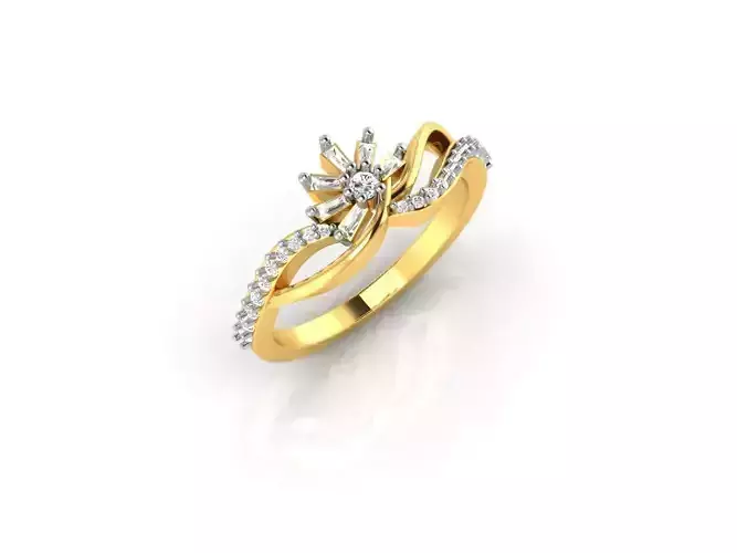 Floral Criss Cross Ring With Diamonds 3D print model
