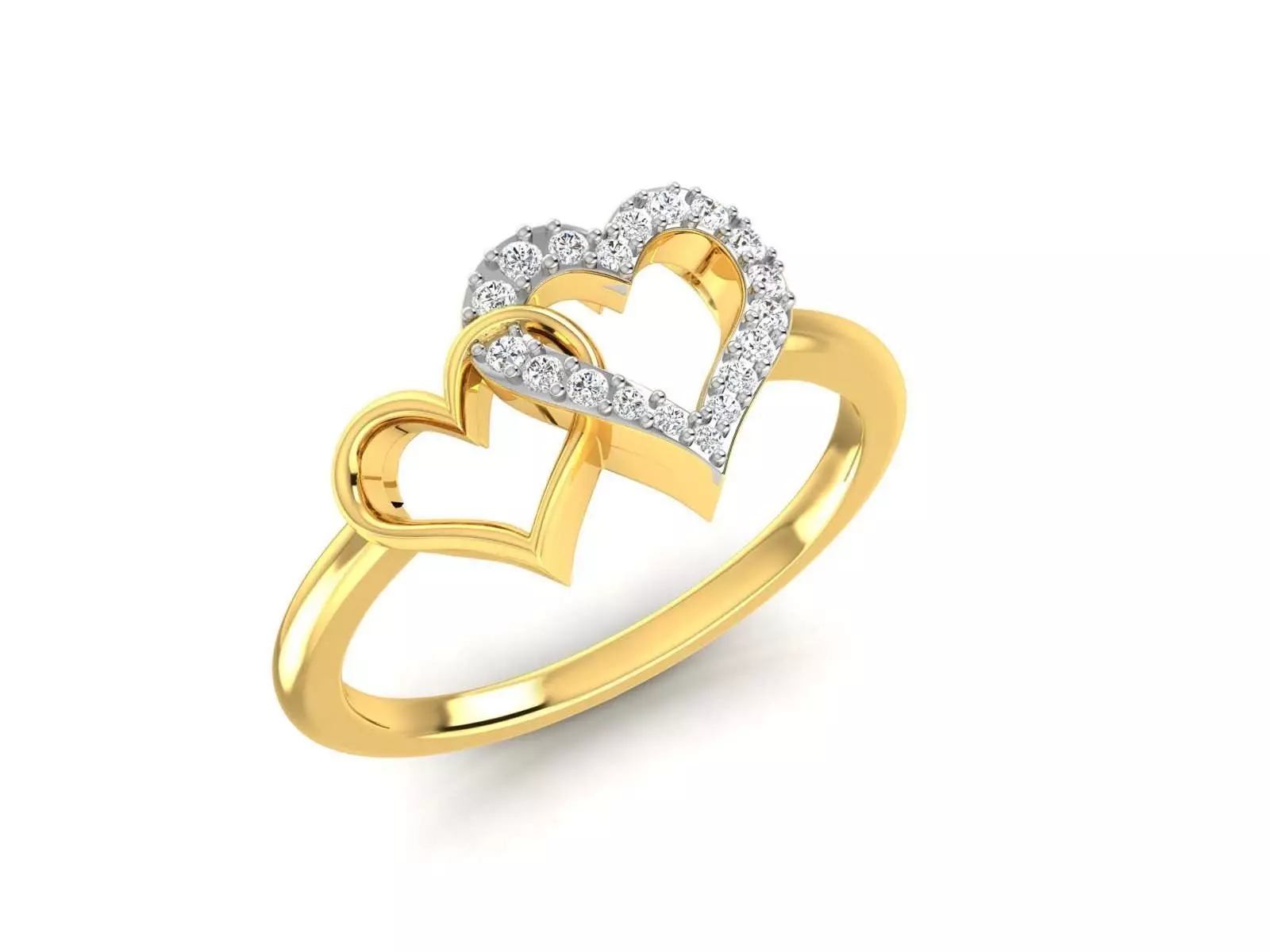 Heart Shape Gold Ring With Diamonds 3 3D print model_0