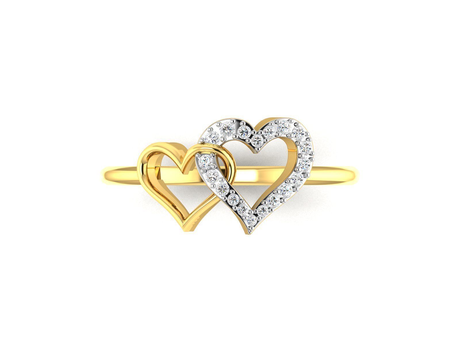 Heart Shape Gold Ring With Diamonds 3 3D print model_3