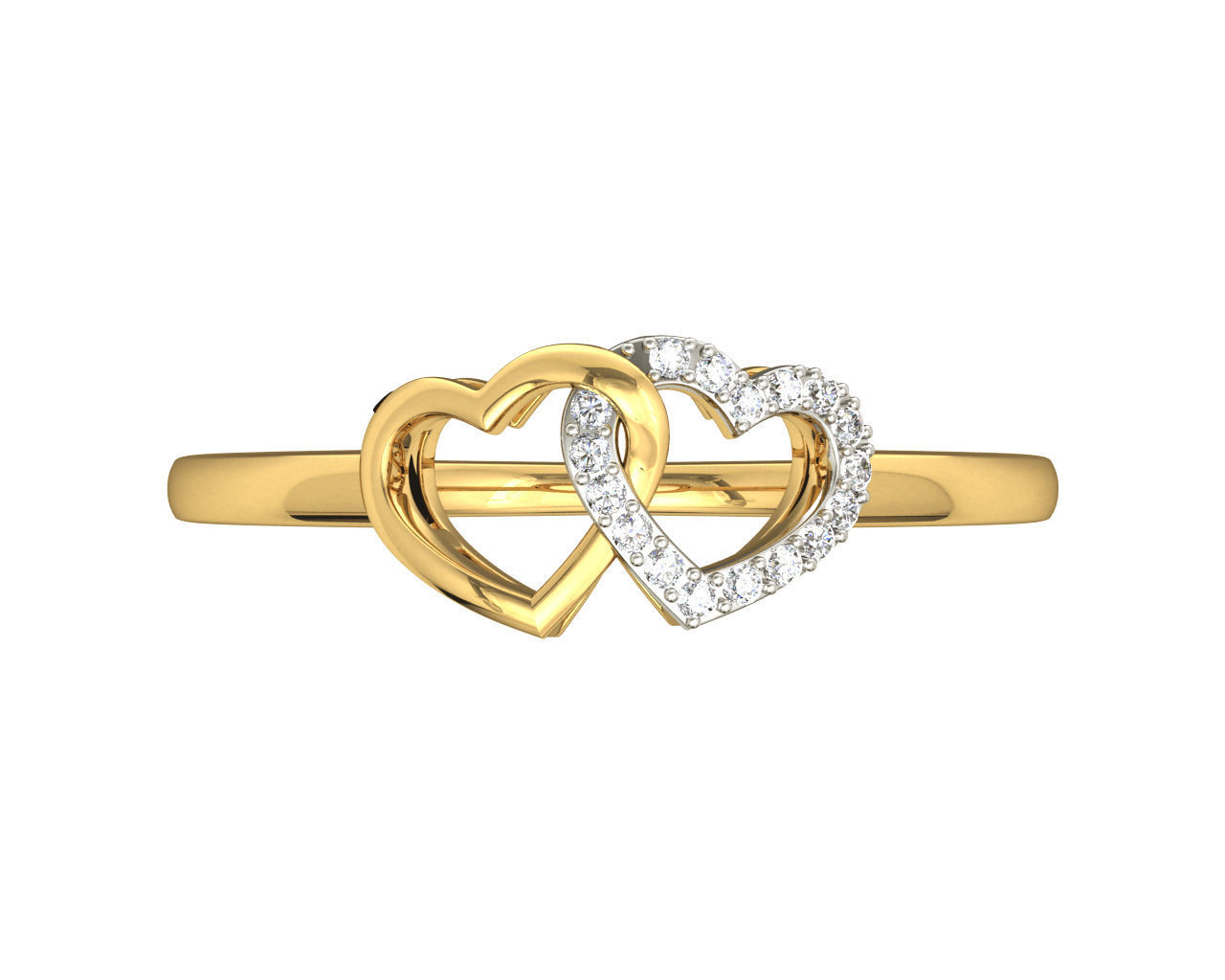 Heart Shape Gold Ring With Diamonds 4 3D print model_3