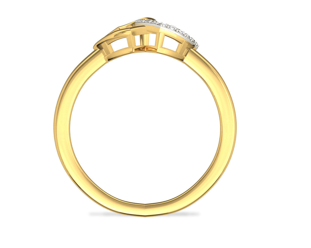 Heart Shape Gold Ring With Diamonds 4 3D print model_1