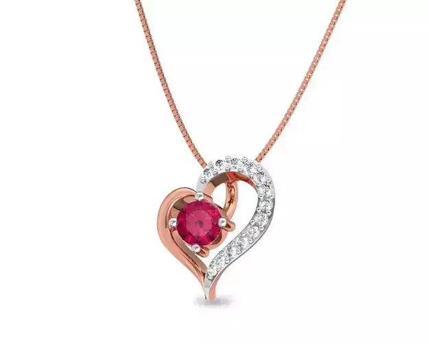 Heart Shaped Rose Gold Pendant With Gem 7