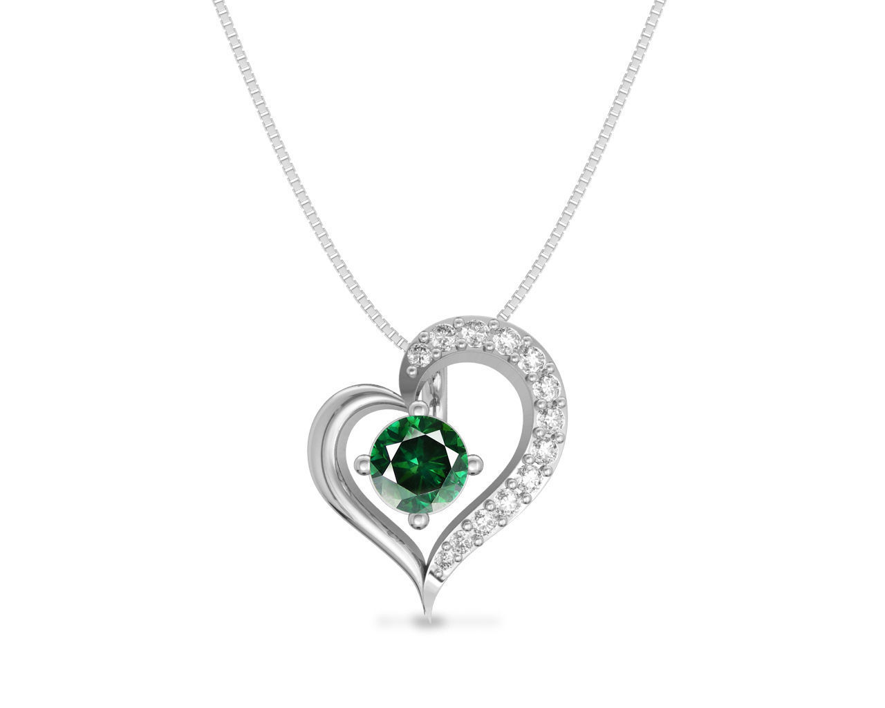 Heart Shaped Rose Gold Pendant With Emerald 5 3D print model_7