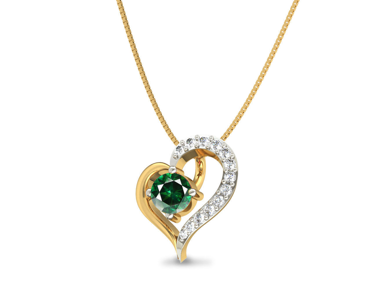 Heart Shaped Rose Gold Pendant With Emerald 5 3D print model_2