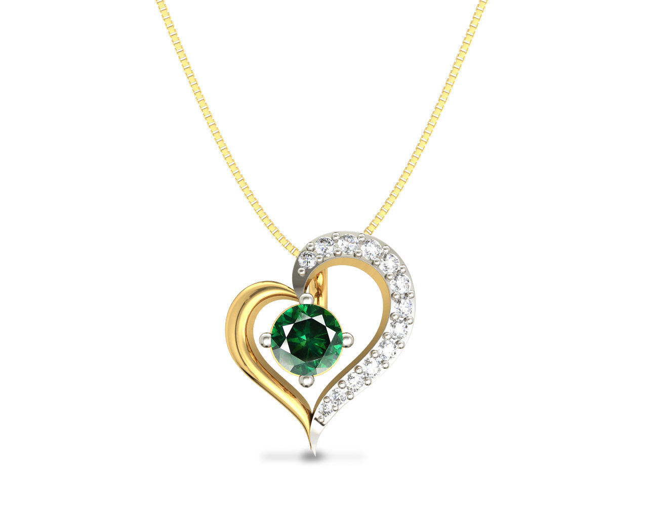 Heart Shaped Rose Gold Pendant With Emerald 5 3D print model_8
