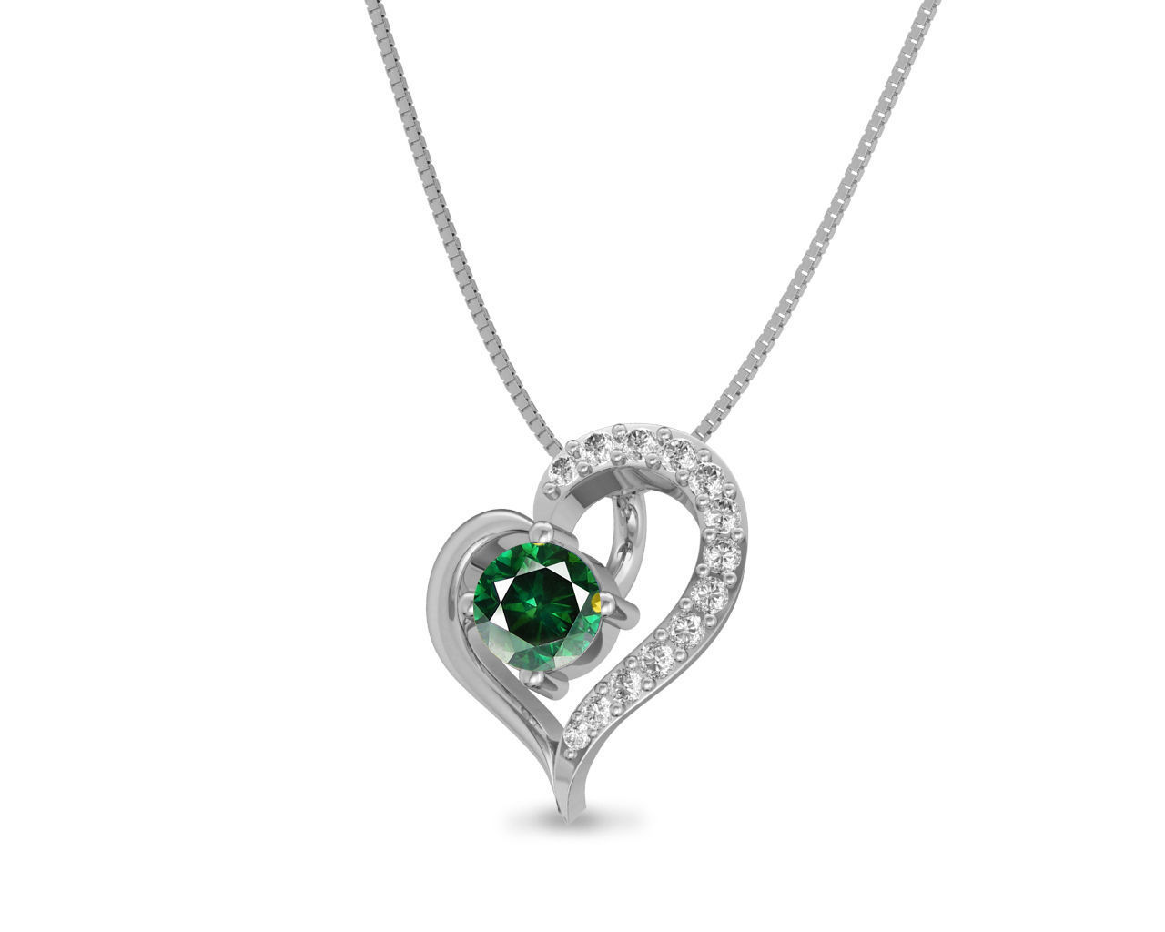 Heart Shaped Rose Gold Pendant With Emerald 5 3D print model_1