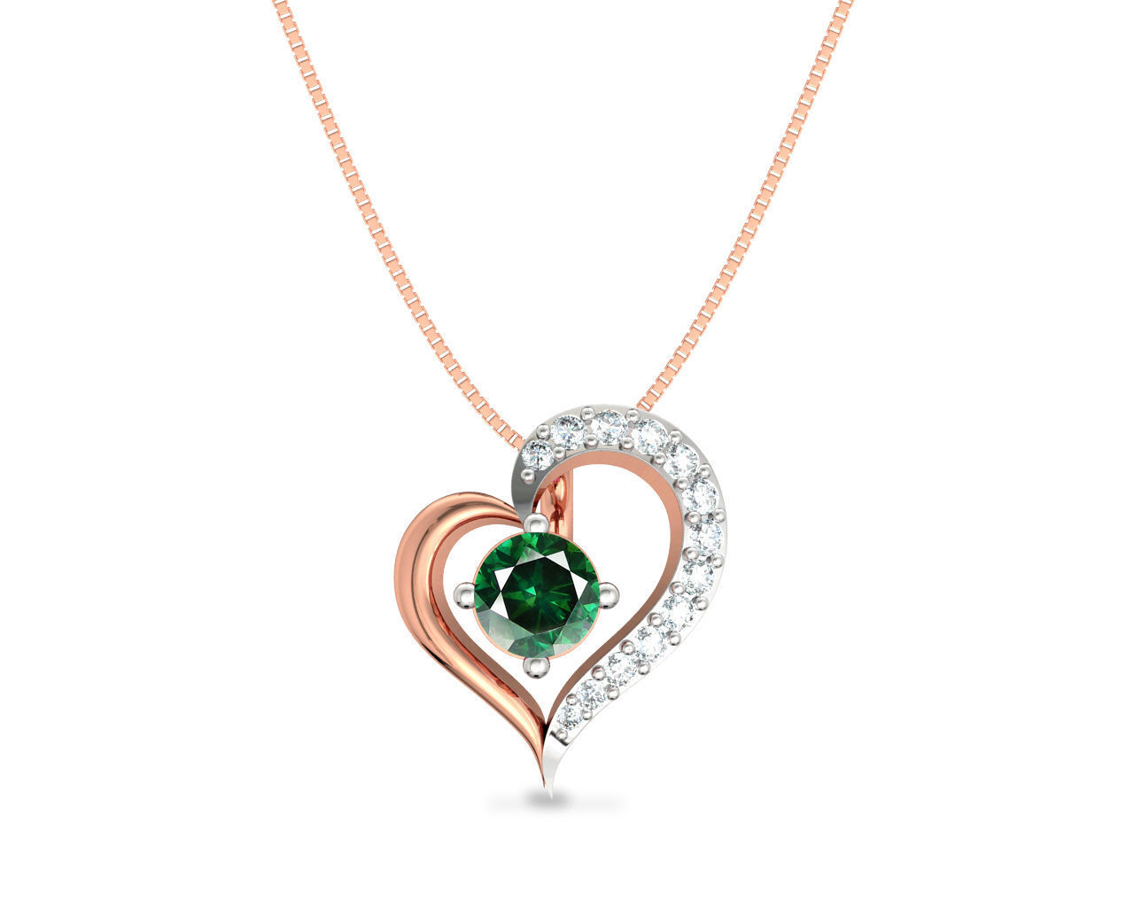 Heart Shaped Rose Gold Pendant With Emerald 5 3D print model_6