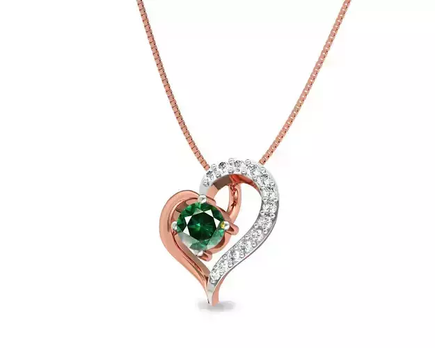 Heart Shaped Rose Gold Pendant With Emerald 5 3D print model